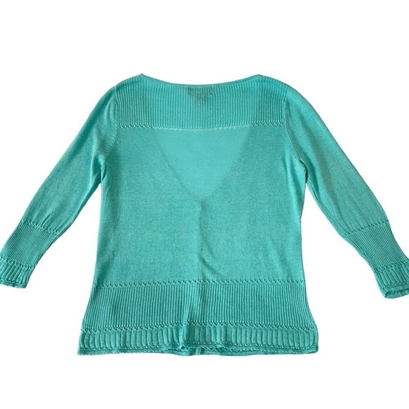 Vtg. Eddie Bauer Silk & Linen Blend Cottagecore Cardigan Lt. Aqua Sweater Sz M - Picture 2 of 11
